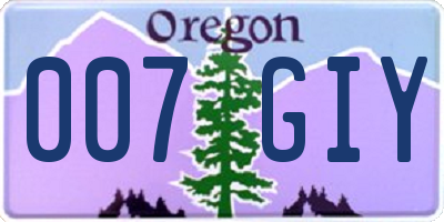 OR license plate 007GIY