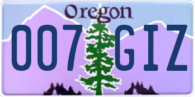 OR license plate 007GIZ