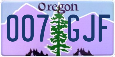 OR license plate 007GJF
