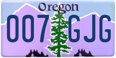 OR license plate 007GJG