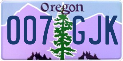 OR license plate 007GJK