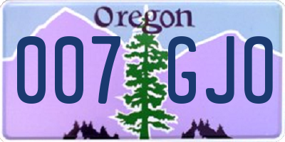 OR license plate 007GJO