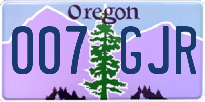 OR license plate 007GJR