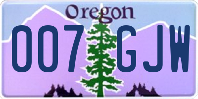OR license plate 007GJW