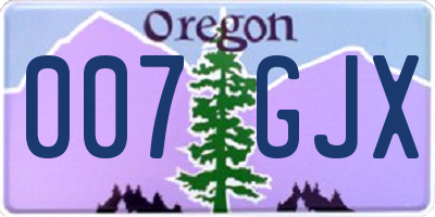 OR license plate 007GJX