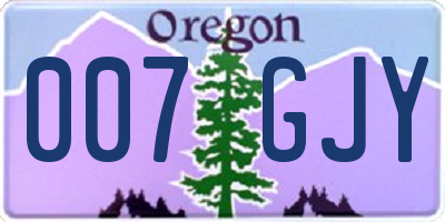 OR license plate 007GJY