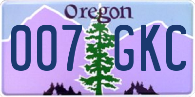 OR license plate 007GKC
