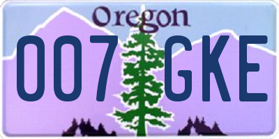 OR license plate 007GKE