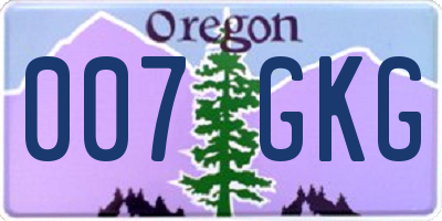 OR license plate 007GKG
