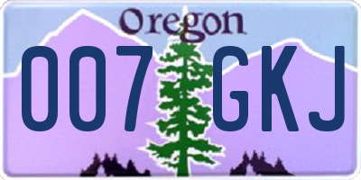 OR license plate 007GKJ