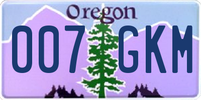 OR license plate 007GKM