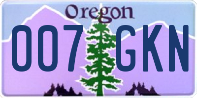 OR license plate 007GKN