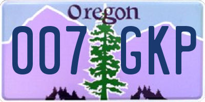 OR license plate 007GKP