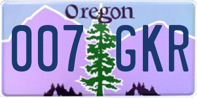 OR license plate 007GKR