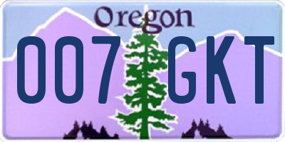 OR license plate 007GKT