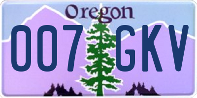 OR license plate 007GKV