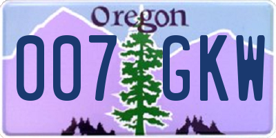 OR license plate 007GKW