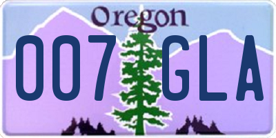 OR license plate 007GLA