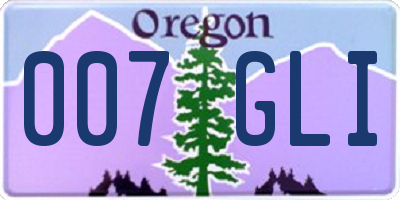 OR license plate 007GLI