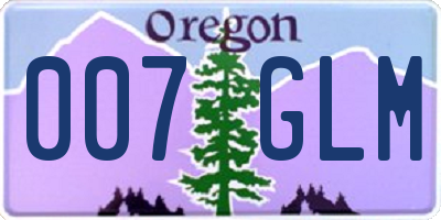 OR license plate 007GLM