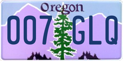 OR license plate 007GLQ