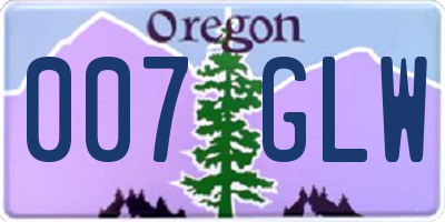 OR license plate 007GLW