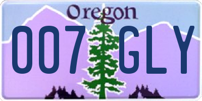 OR license plate 007GLY