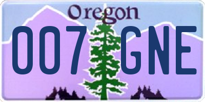 OR license plate 007GNE