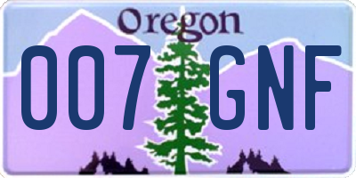OR license plate 007GNF