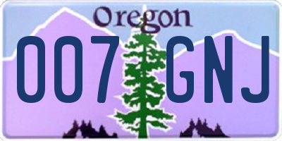 OR license plate 007GNJ