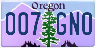 OR license plate 007GNO