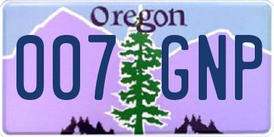 OR license plate 007GNP