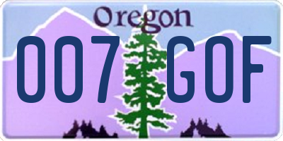 OR license plate 007GOF