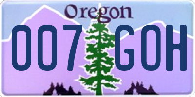 OR license plate 007GOH