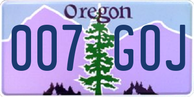 OR license plate 007GOJ