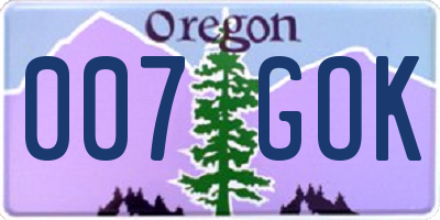 OR license plate 007GOK
