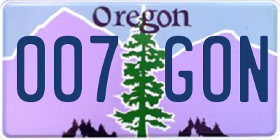 OR license plate 007GON