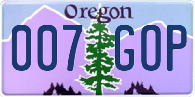 OR license plate 007GOP
