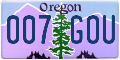 OR license plate 007GOU