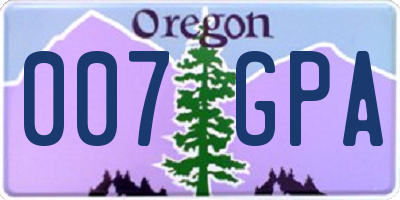 OR license plate 007GPA