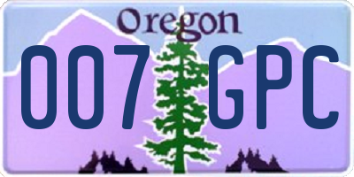 OR license plate 007GPC