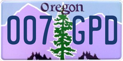 OR license plate 007GPD