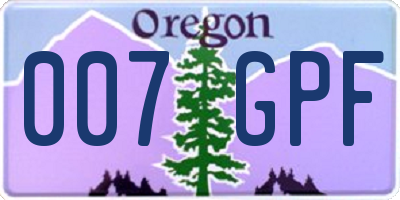 OR license plate 007GPF