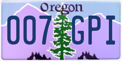 OR license plate 007GPI
