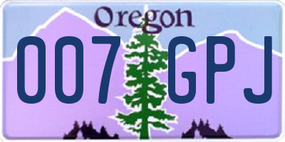 OR license plate 007GPJ