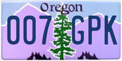 OR license plate 007GPK