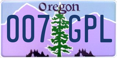 OR license plate 007GPL