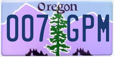 OR license plate 007GPM