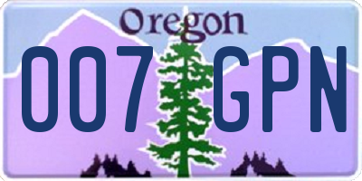 OR license plate 007GPN