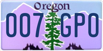 OR license plate 007GPO